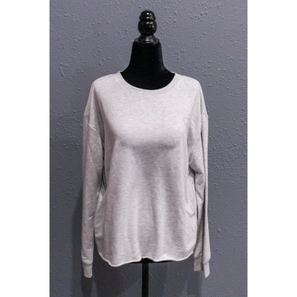 C&C California Gray Red Heart Sweater, Size Small